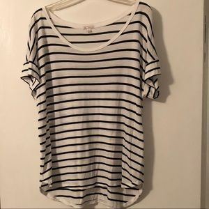 Black and white striped short sleeve top